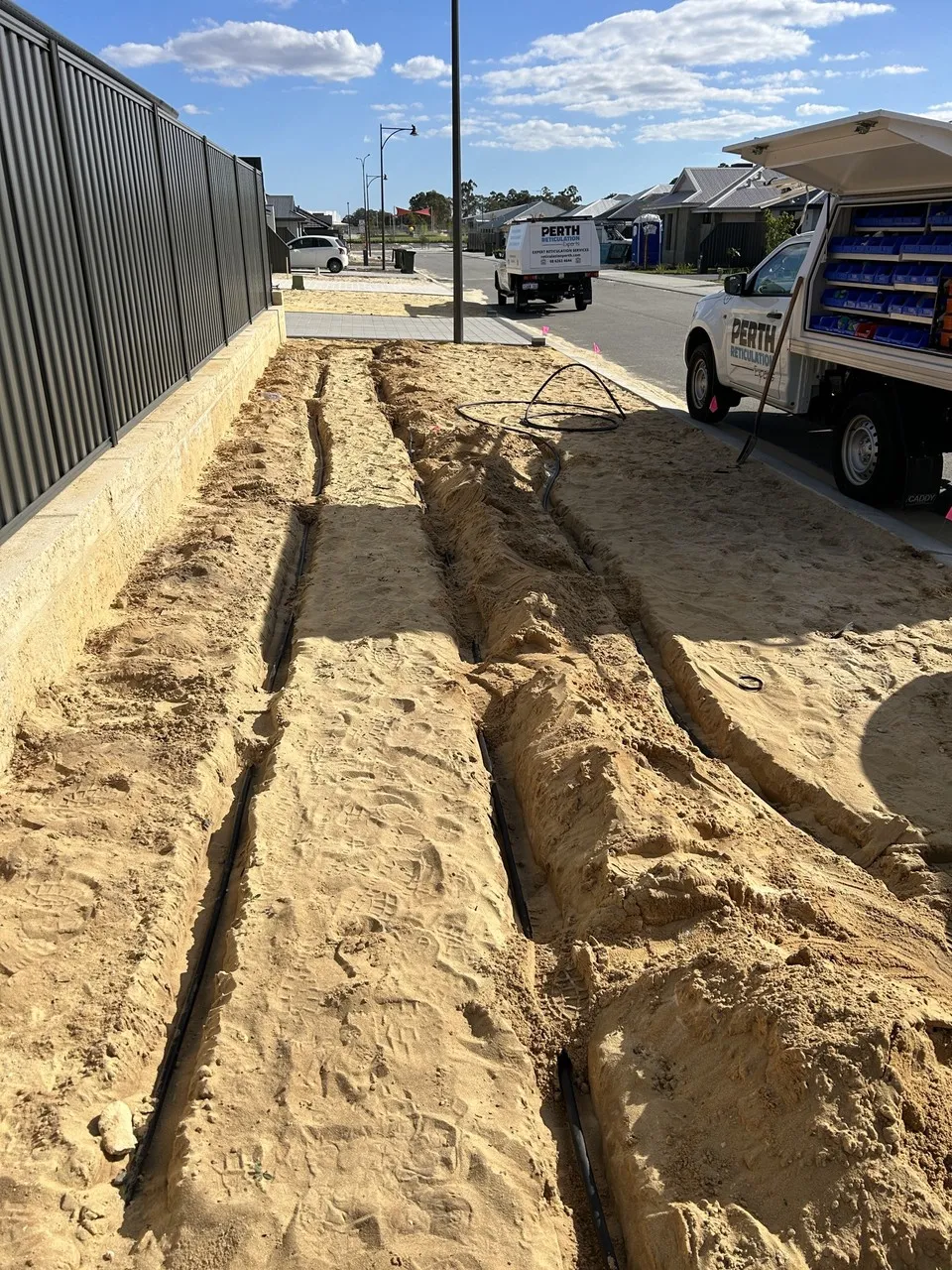 Reticulation trench dug for a new Perth commercial estate