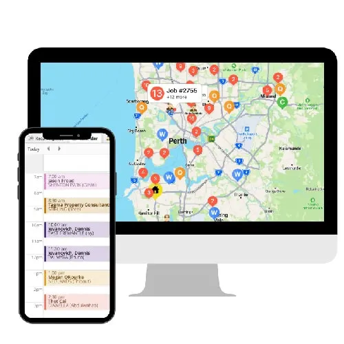 computer and phone with servicem8 job software perth reticulation experts