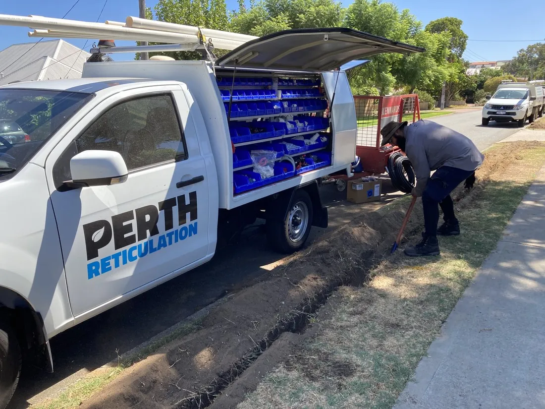New reticulation system being installed at a Perth property